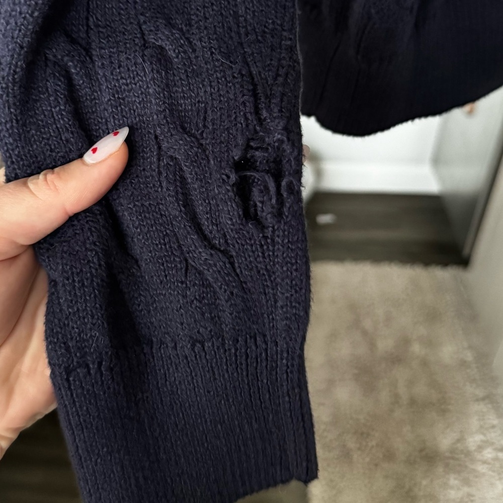Polo Ralph Lauren Cable Knit Roll Neck Sweater XL Navy Blue [READ] - Picture 12 of 15